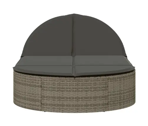 Divvietīgs Sauļošanās Krēsls Ar Matračiem Pelēka Pe Rotangpalma Vidaxl