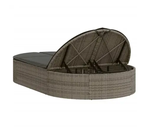 Divvietīgs Sauļošanās Krēsls Ar Matračiem Pelēka Pe Rotangpalma Vidaxl