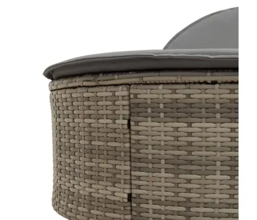 Divvietīgs Sauļošanās Krēsls Ar Matračiem Pelēka Pe Rotangpalma Vidaxl