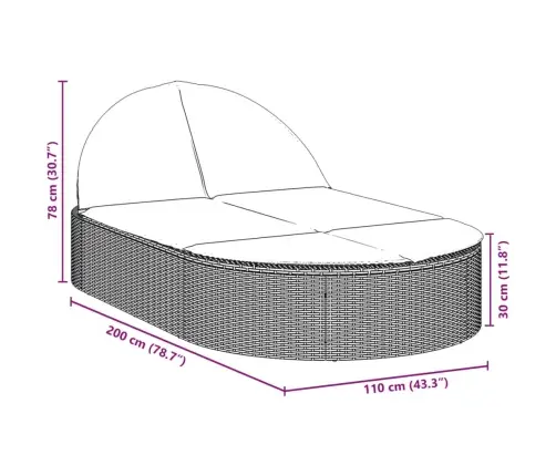 Divvietīgs Sauļošanās Krēsls Ar Matračiem Pelēka Pe Rotangpalma Vidaxl