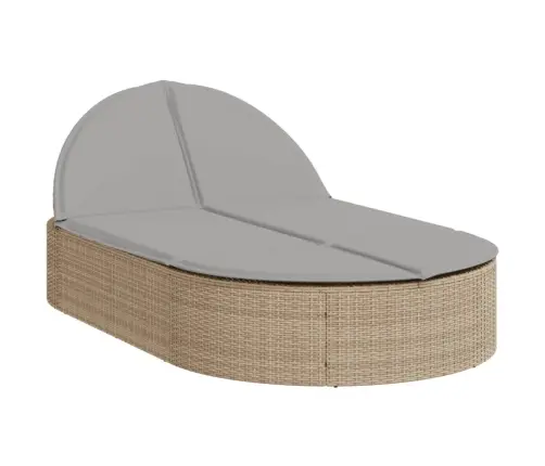 Kahekohaline Päevitustool Istmepatjadega, Beež, Polürotang