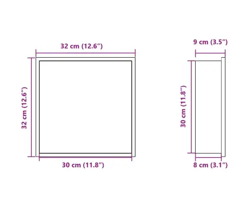 Süvistatav Duširiiul, Matt Must 32X32X9 Cm Roostevaba Teras