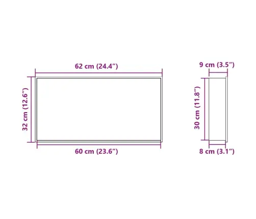 Süvistatav Duširiiul, Matt Valge 62X32X9 Cm Roostevaba Teras