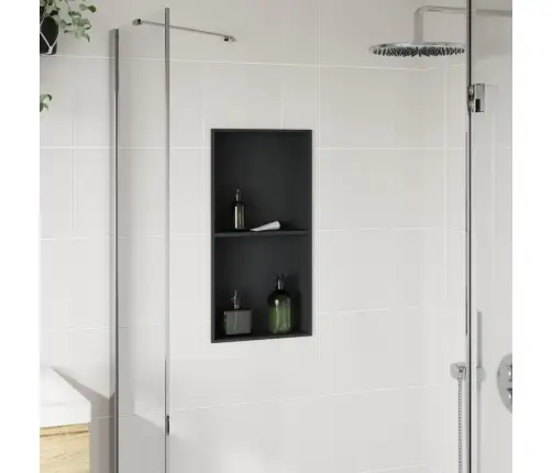 Nišinė Dušo Lentyna, Matinės Juodos Spalvos, 32X62X9cm Plienas