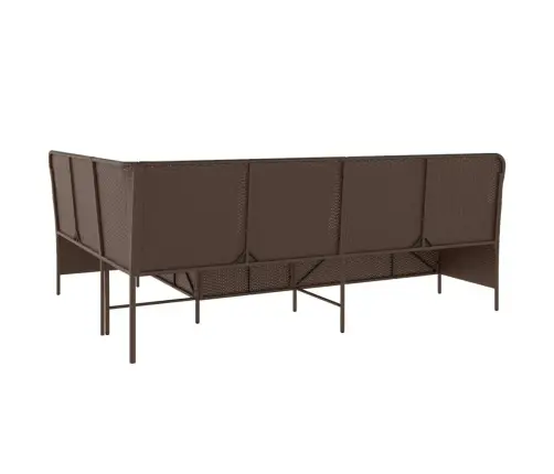 Sodo Sofa Su Pagalvėlėmis, Rudos Spalvos, Poliratanas, L Formos