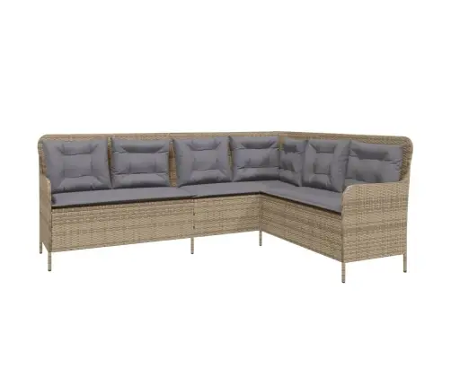 Dārza Dīvāns Ar Spilveniem, L-Forma, Bēša Pe Rotangpalma Vidaxl