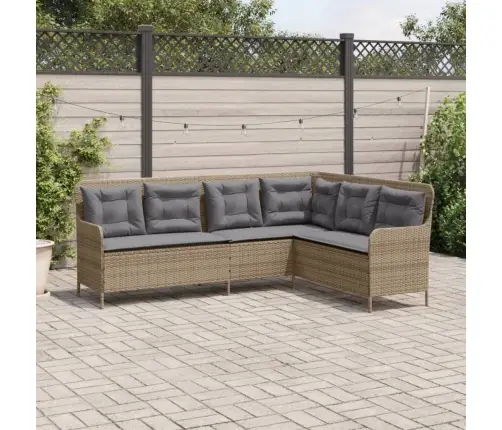 Dārza Dīvāns Ar Spilveniem, L-Forma, Bēša Pe Rotangpalma Vidaxl