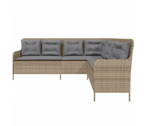 Dārza Dīvāns Ar Spilveniem, L-Forma, Bēša Pe Rotangpalma Vidaxl