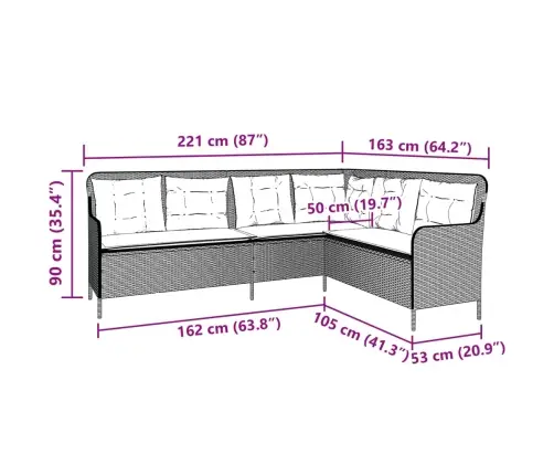 Dārza Dīvāns Ar Spilveniem, L-Forma, Bēša Pe Rotangpalma Vidaxl