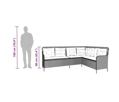 Dārza Dīvāns Ar Spilveniem, L-Forma, Bēša Pe Rotangpalma Vidaxl