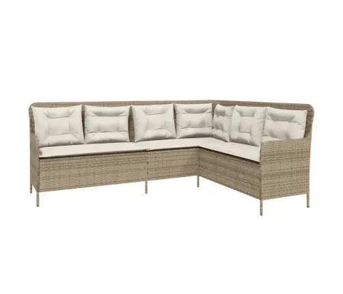 Sodo Sofa Su Pagalvėlėmis, Smėlio, Poliratanas, L Formos