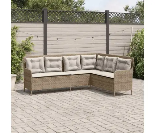 Sodo Sofa Su Pagalvėlėmis, Smėlio, Poliratanas, L Formos