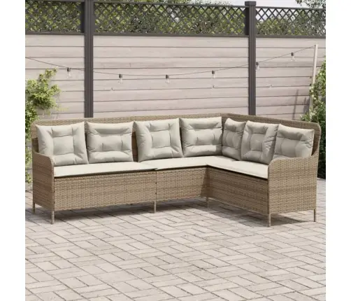 Sodo Sofa Su Pagalvėlėmis, Smėlio, Poliratanas, L Formos