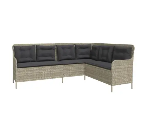 Sodo Sofa Su Pagalvėlėmis, Pilka, Poliratanas, L Formos