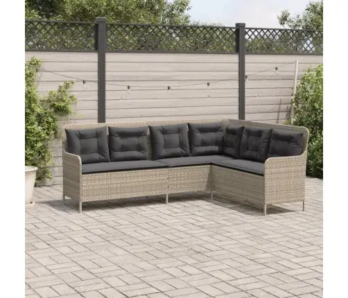 Sodo Sofa Su Pagalvėlėmis, Pilka, Poliratanas, L Formos