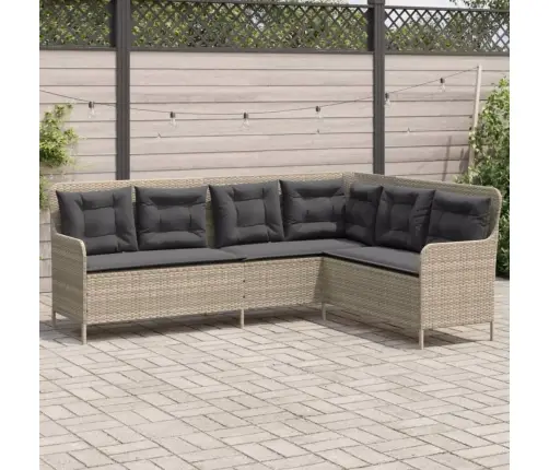 Sodo Sofa Su Pagalvėlėmis, Pilka, Poliratanas, L Formos