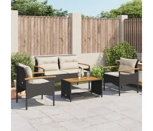 4-Daļīgs Dārza Dīvāna Komplekts Ar Matračiem, Pe Rotangpalma Vidaxl