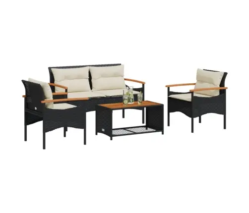 4-Daļīgs Dārza Dīvāna Komplekts Ar Matračiem, Pe Rotangpalma Vidaxl