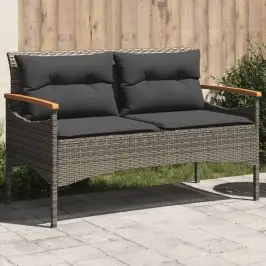 Dārza Sols Ar Matračiem, 116X62,5X74 Cm, Pelēks, Pe Rotangpalma Vidaxl