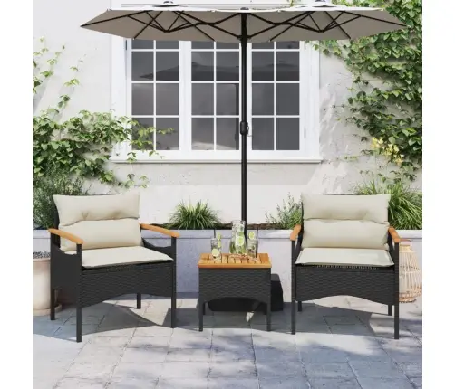 3-Daļīgs Dārza Dīvānu Komplekts Ar Matračiem, Pe Rotangpalma Vidaxl