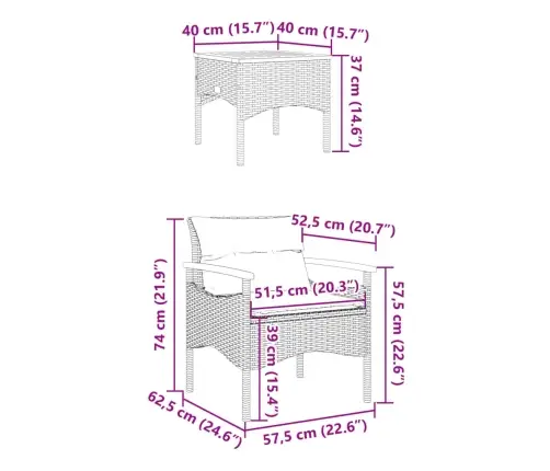 3-Daļīgs Dārza Dīvānu Komplekts Ar Matračiem, Pe Rotangpalma Vidaxl