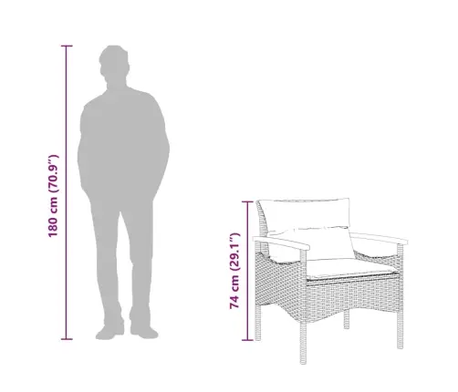 3-Daļīgs Dārza Dīvānu Komplekts Ar Matračiem, Pe Rotangpalma Vidaxl