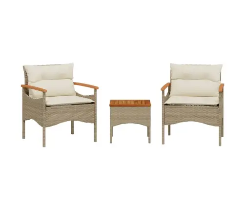 Sofos Komplektas Su Pagalvėlėmis, 3 Dalių, Smėlio, Poliratanas