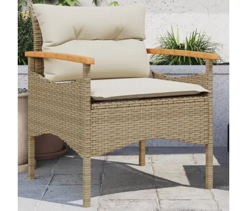 Sofos Komplektas Su Pagalvėlėmis, 3 Dalių, Smėlio, Poliratanas