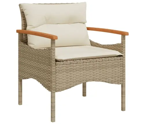 Sofos Komplektas Su Pagalvėlėmis, 3 Dalių, Smėlio, Poliratanas