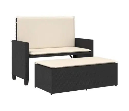 Dārza Sols Ar Matračiem Un Kājsoliņu, Melna Pe Rotangpalma Vidaxl