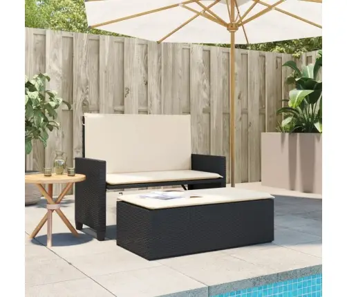 Dārza Sols Ar Matračiem Un Kājsoliņu, Melna Pe Rotangpalma Vidaxl