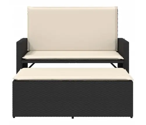 Dārza Sols Ar Matračiem Un Kājsoliņu, Melna Pe Rotangpalma Vidaxl