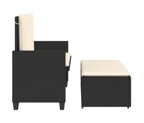 Dārza Sols Ar Matračiem Un Kājsoliņu, Melna Pe Rotangpalma Vidaxl