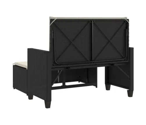 Dārza Sols Ar Matračiem Un Kājsoliņu, Melna Pe Rotangpalma Vidaxl