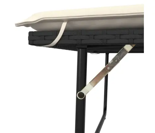 Dārza Sols Ar Matračiem Un Kājsoliņu, Melna Pe Rotangpalma Vidaxl