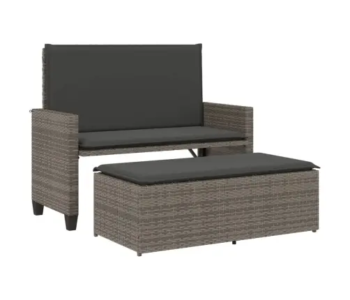 Dārza Sols Ar Matračiem Un Kājsoliņu, Pelēka Pe Rotangpalma Vidaxl