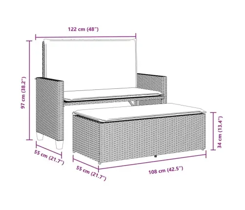 Dārza Sols Ar Matračiem Un Kājsoliņu, Pelēka Pe Rotangpalma Vidaxl