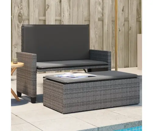 Dārza Sols Ar Matračiem Un Kājsoliņu, Pelēka Pe Rotangpalma Vidaxl