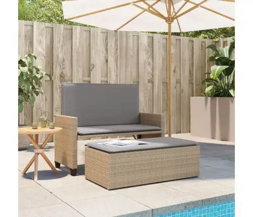 Dārza Sols Ar Matračiem Un Kājsoliņu, Bēša Pe Rotangpalma Vidaxl