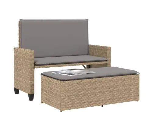 Dārza Sols Ar Matračiem Un Kājsoliņu, Bēša Pe Rotangpalma Vidaxl