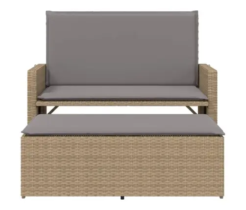 Dārza Sols Ar Matračiem Un Kājsoliņu, Bēša Pe Rotangpalma Vidaxl