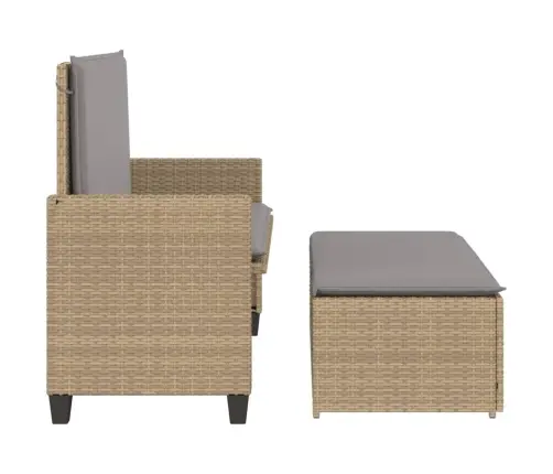 Dārza Sols Ar Matračiem Un Kājsoliņu, Bēša Pe Rotangpalma Vidaxl