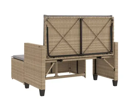 Dārza Sols Ar Matračiem Un Kājsoliņu, Bēša Pe Rotangpalma Vidaxl