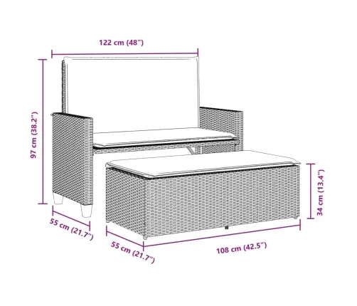 Dārza Sols Ar Matračiem Un Kājsoliņu, Bēša Pe Rotangpalma Vidaxl