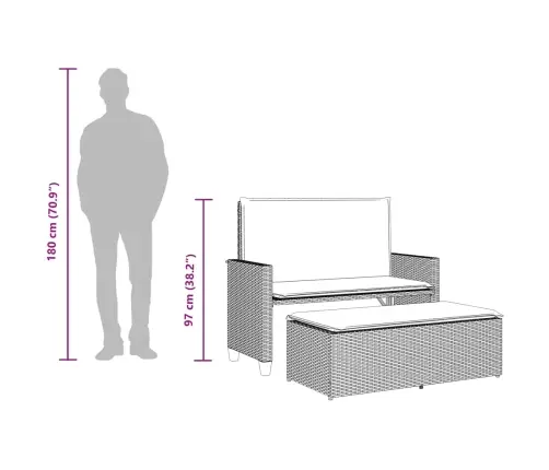 Dārza Sols Ar Matračiem Un Kājsoliņu, Bēša Pe Rotangpalma Vidaxl
