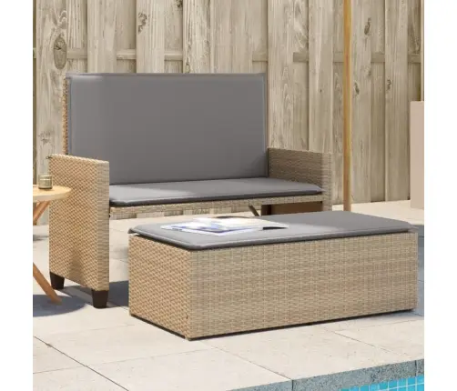 Dārza Sols Ar Matračiem Un Kājsoliņu, Bēša Pe Rotangpalma Vidaxl