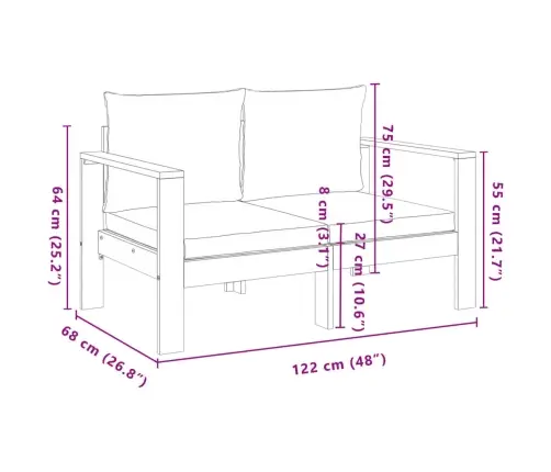 4-Daļīgs Dārza Atpūtas Mēbeļu Komplekts Ar Matračiem, Akācija Vidaxl
