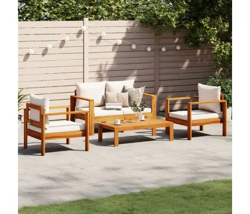 4-Daļīgs Dārza Atpūtas Mēbeļu Komplekts Ar Matračiem, Akācija Vidaxl