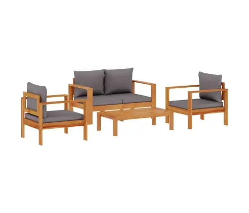 4-Daļīgs Dārza Atpūtas Mēbeļu Komplekts Ar Matračiem, Akācija Vidaxl