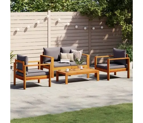 4-Daļīgs Dārza Atpūtas Mēbeļu Komplekts Ar Matračiem, Akācija Vidaxl